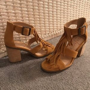 Suede block heel sandals size 6 1/2